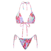 BXOXO Women 2 Pieces Bikini Swimsuit Spaghetti Strap Top Tie Side Triangle G-Thong Bathing Suit Beach Holiday Swimwear